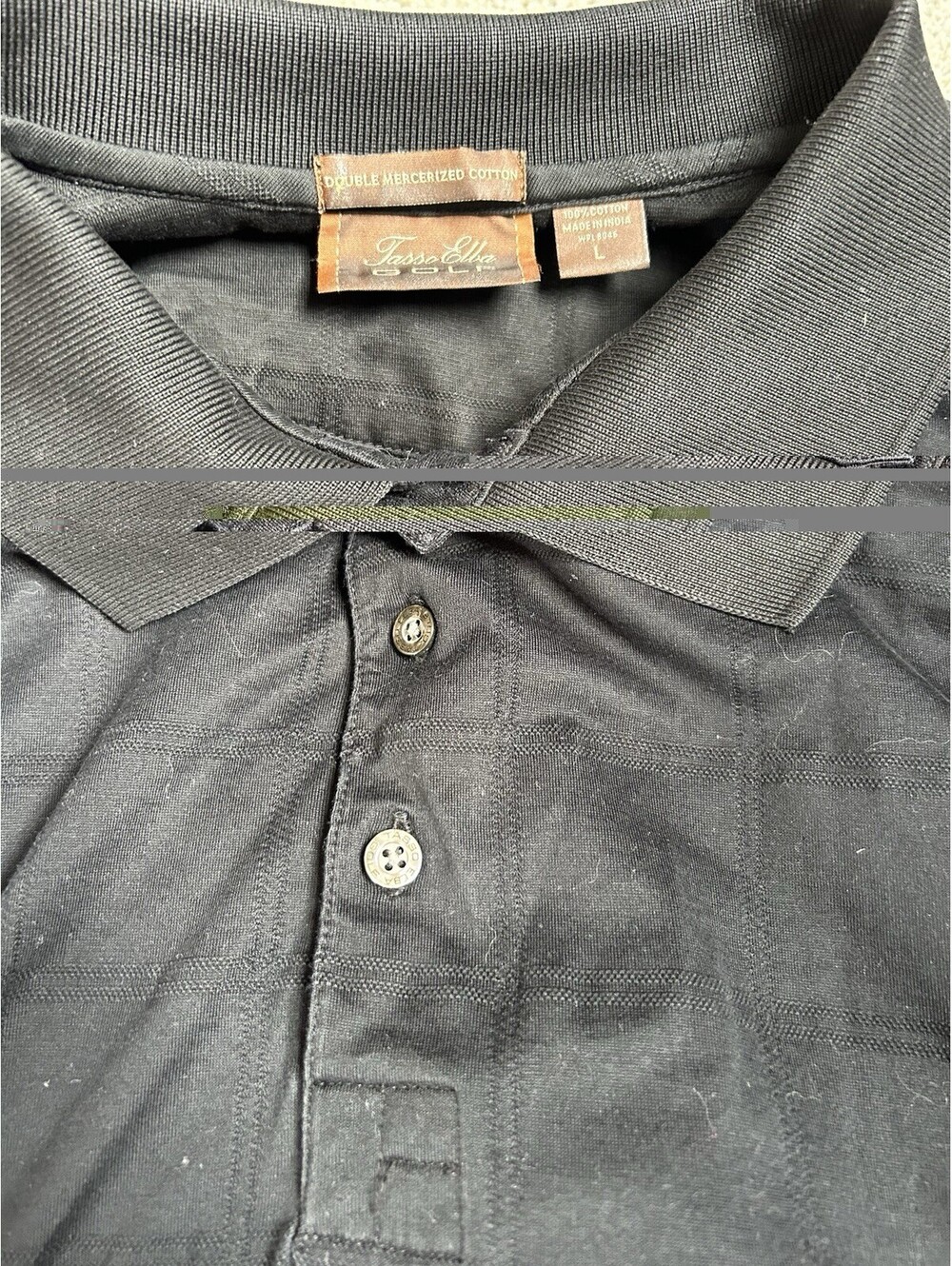 Tasso Elba Menโs Black Short Sleeve Polo Large Double Mercerized Cotton Golf
